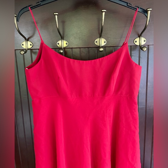 Y2K LORI ANN MONTREAL Babydoll Cherry Red Spaghetti Strap Tiered Slip Dress Sz L - Picture 6 of 15